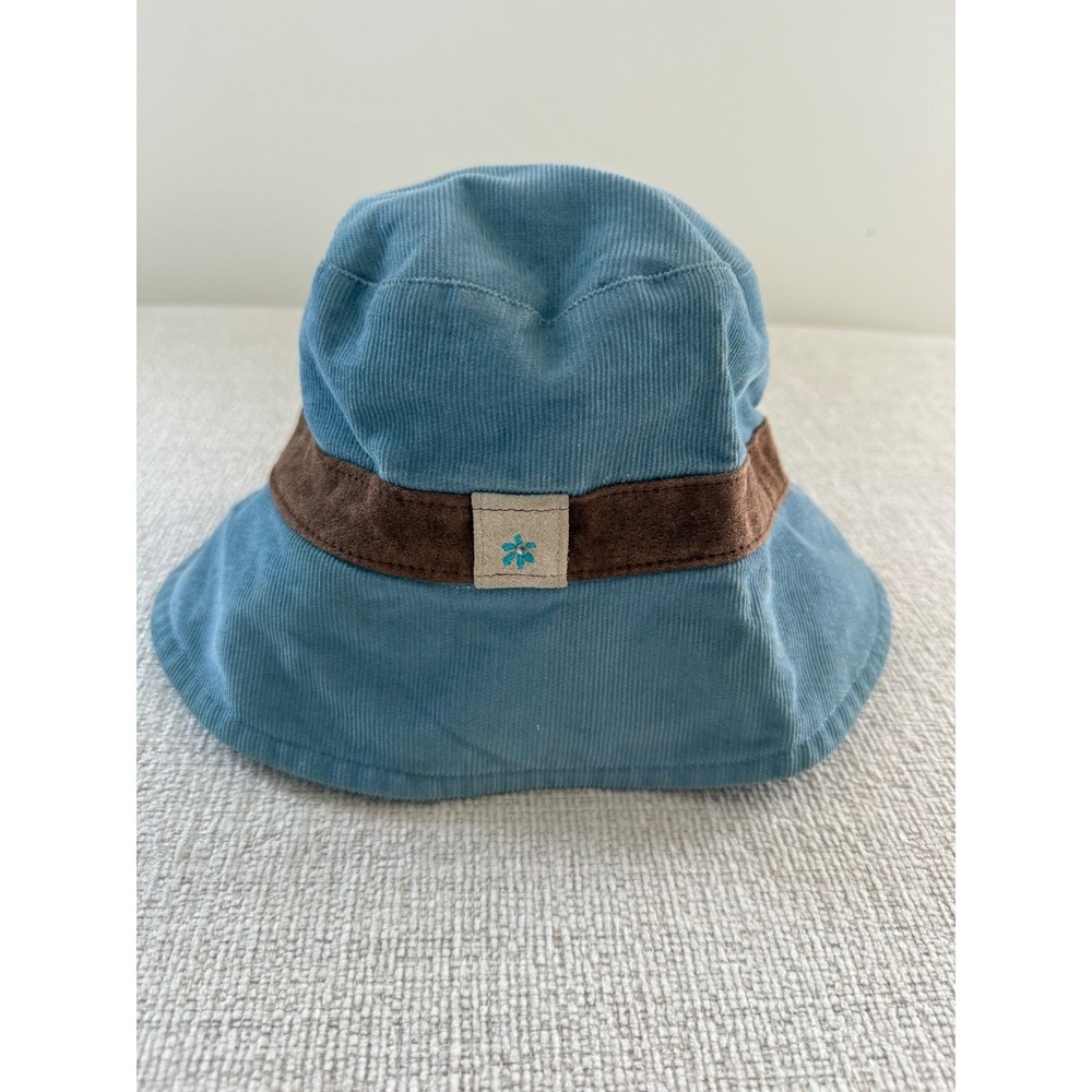 Vintage‎ Womens Gap Corduroy Bucket Hat S/M Blue Flower Suede Retro Boho